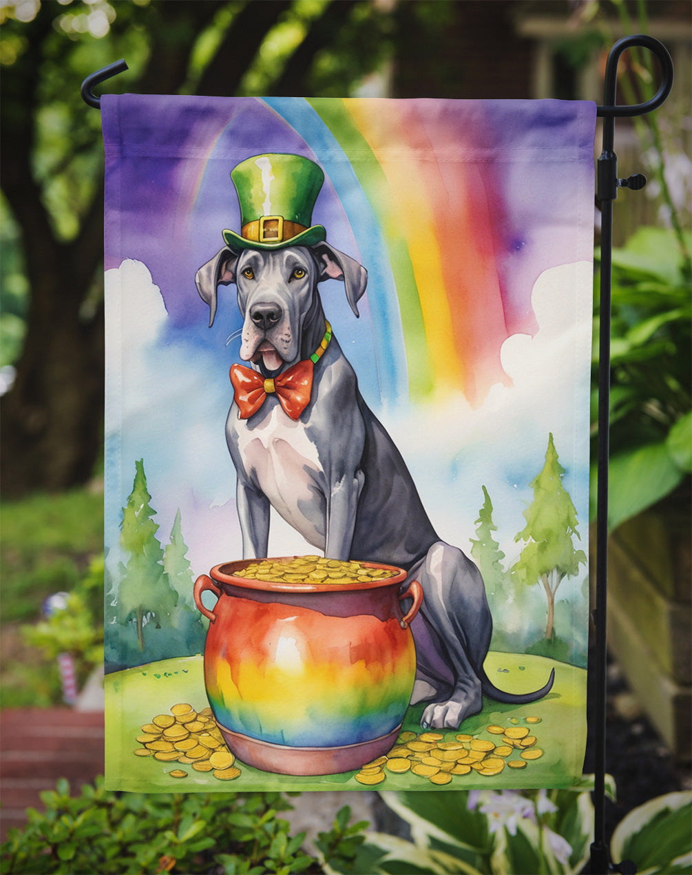 Great Dane St Patrick's Day Garden Flag