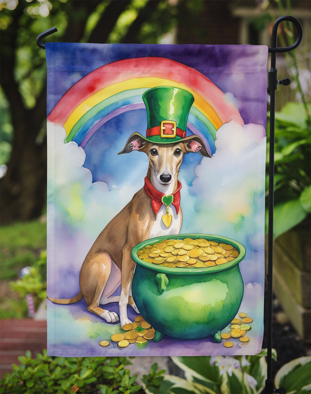 Greyhound St Patrick's Day Garden Flag
