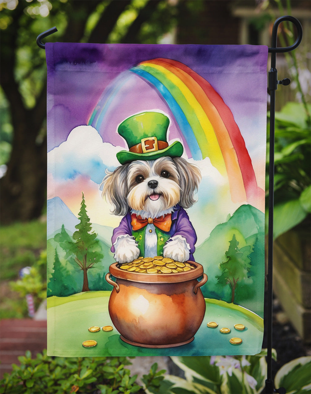 Lhasa Apso St Patrick's Day Garden Flag