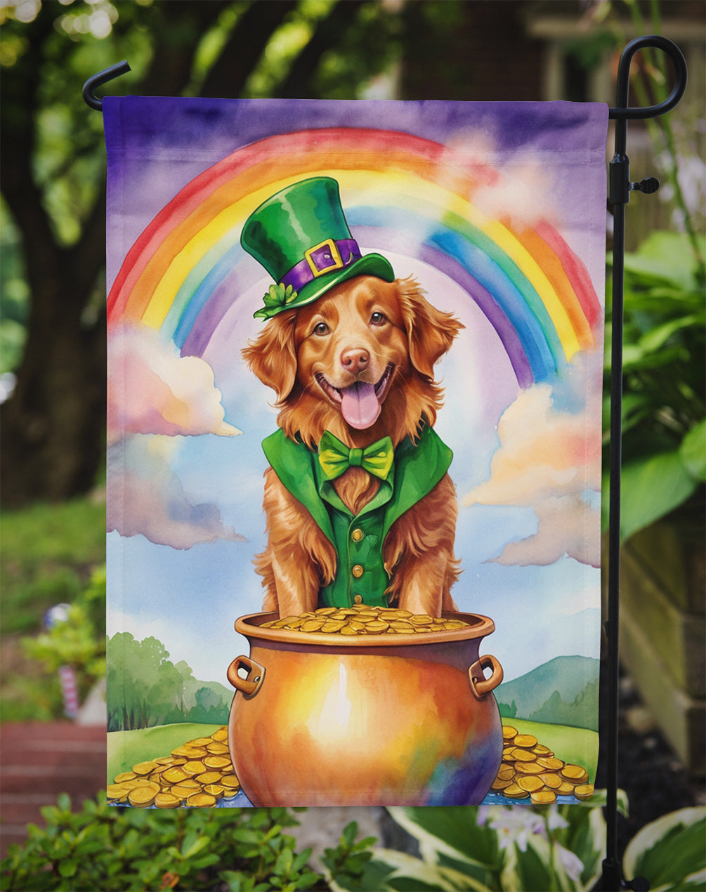 Nova Scotia Duck Tolling Retriever St Patrick's Day Garden Flag