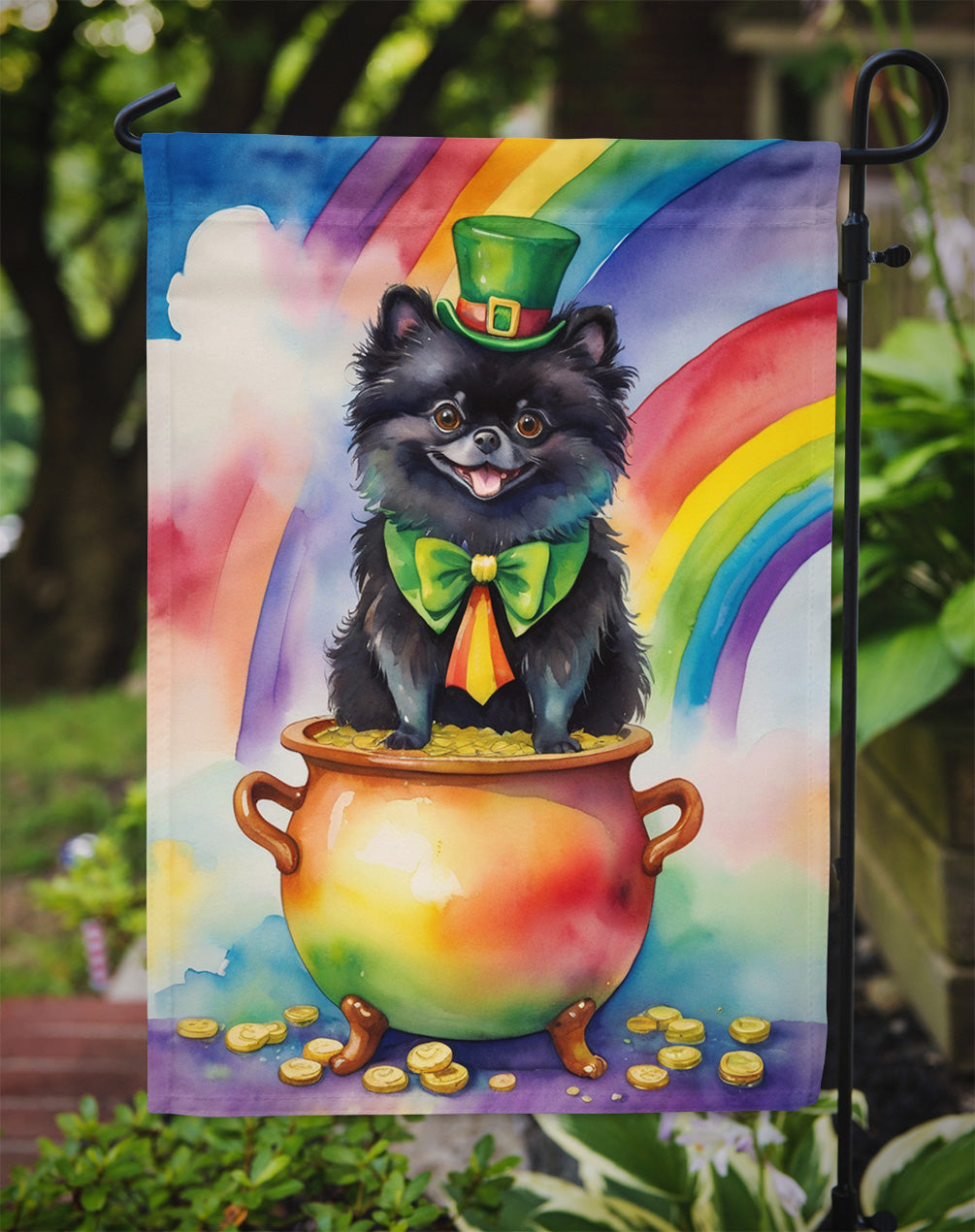 Pomeranian St Patrick's Day Garden Flag