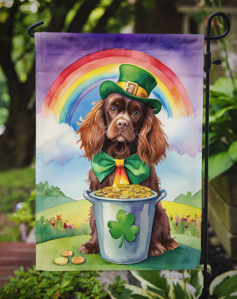 Sussex Spaniel St Patrick's Day Garden Flag