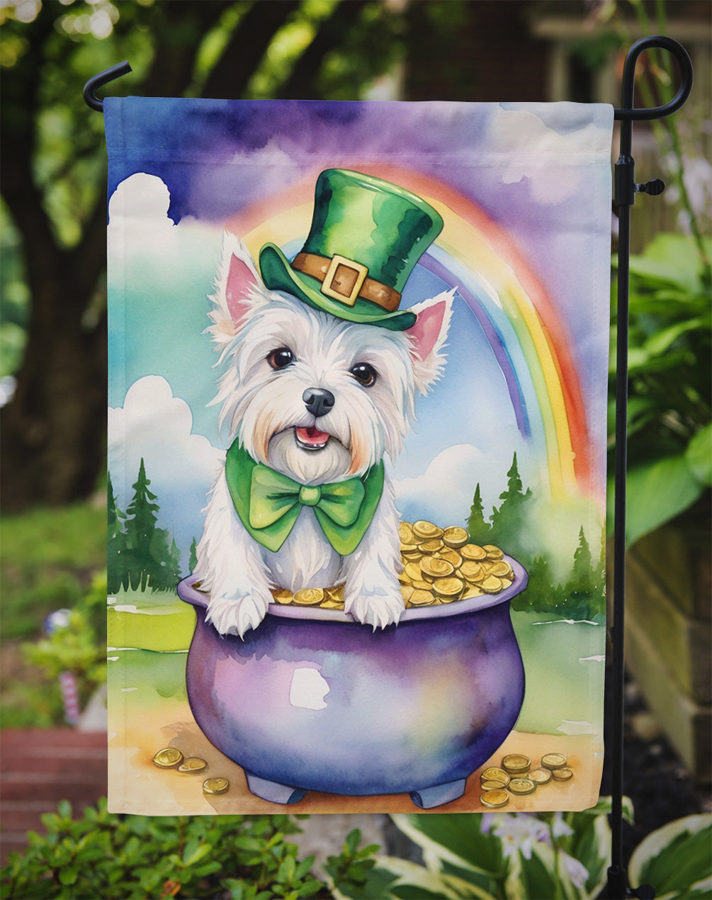 Westie St Patrick's Day Garden Flag