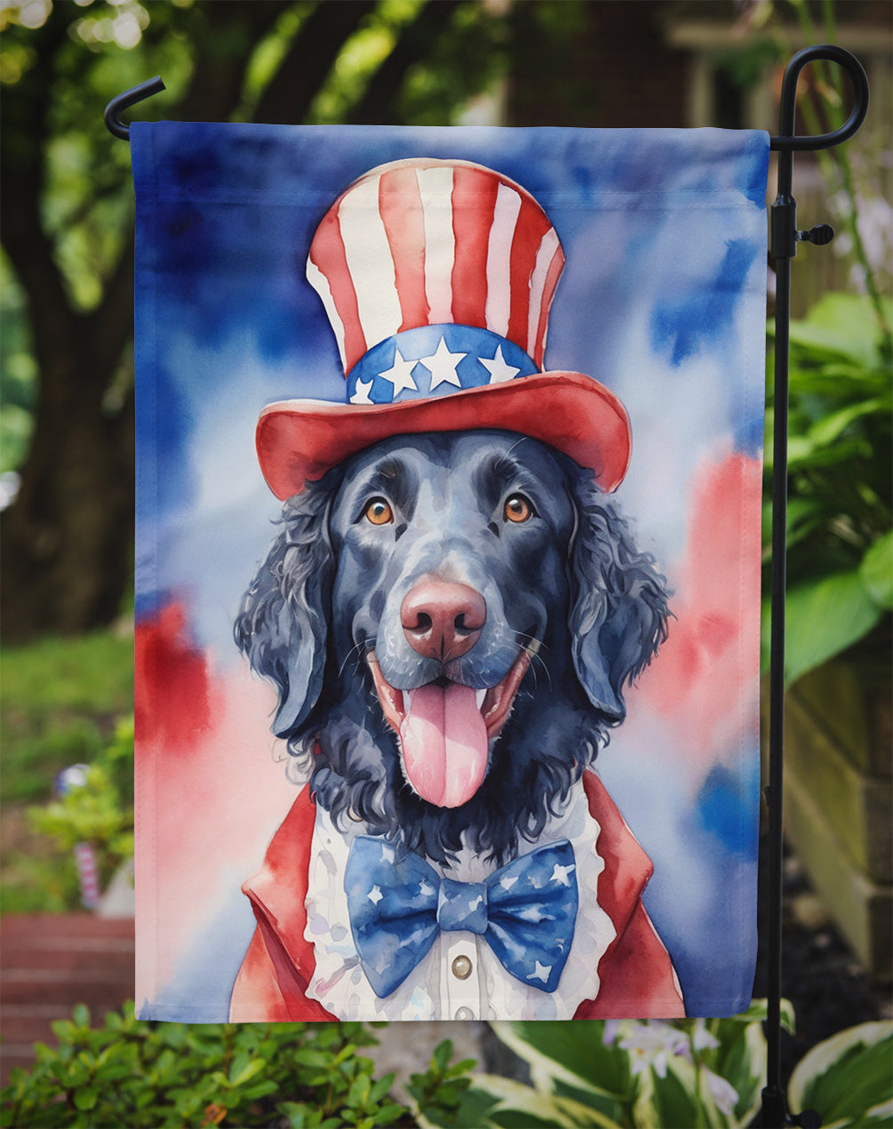 Curly-Coated Retriever Patriotic American Garden Flag