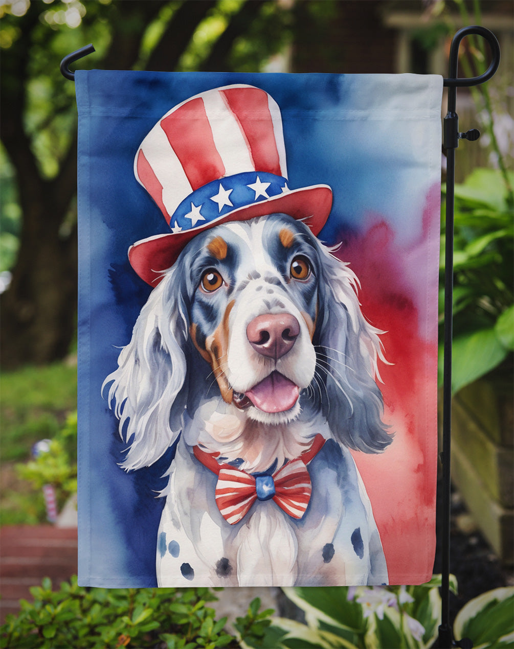 English Setter Patriotic American Garden Flag