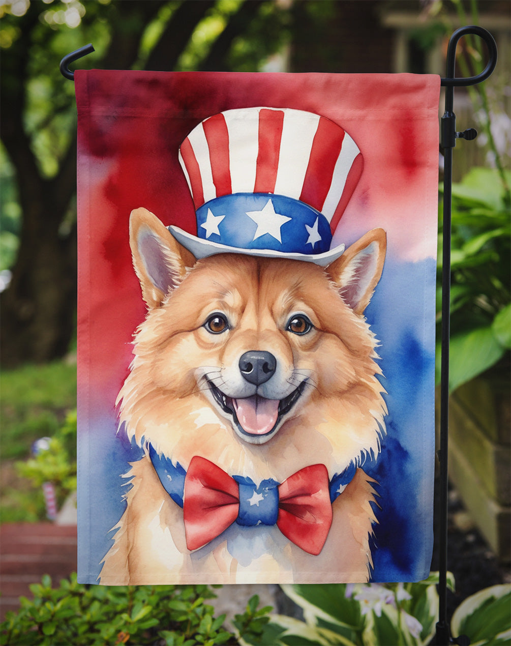 Finnish Spitz Patriotic American Garden Flag
