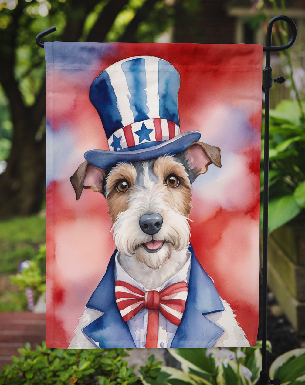 Fox Terrier Patriotic American Garden Flag