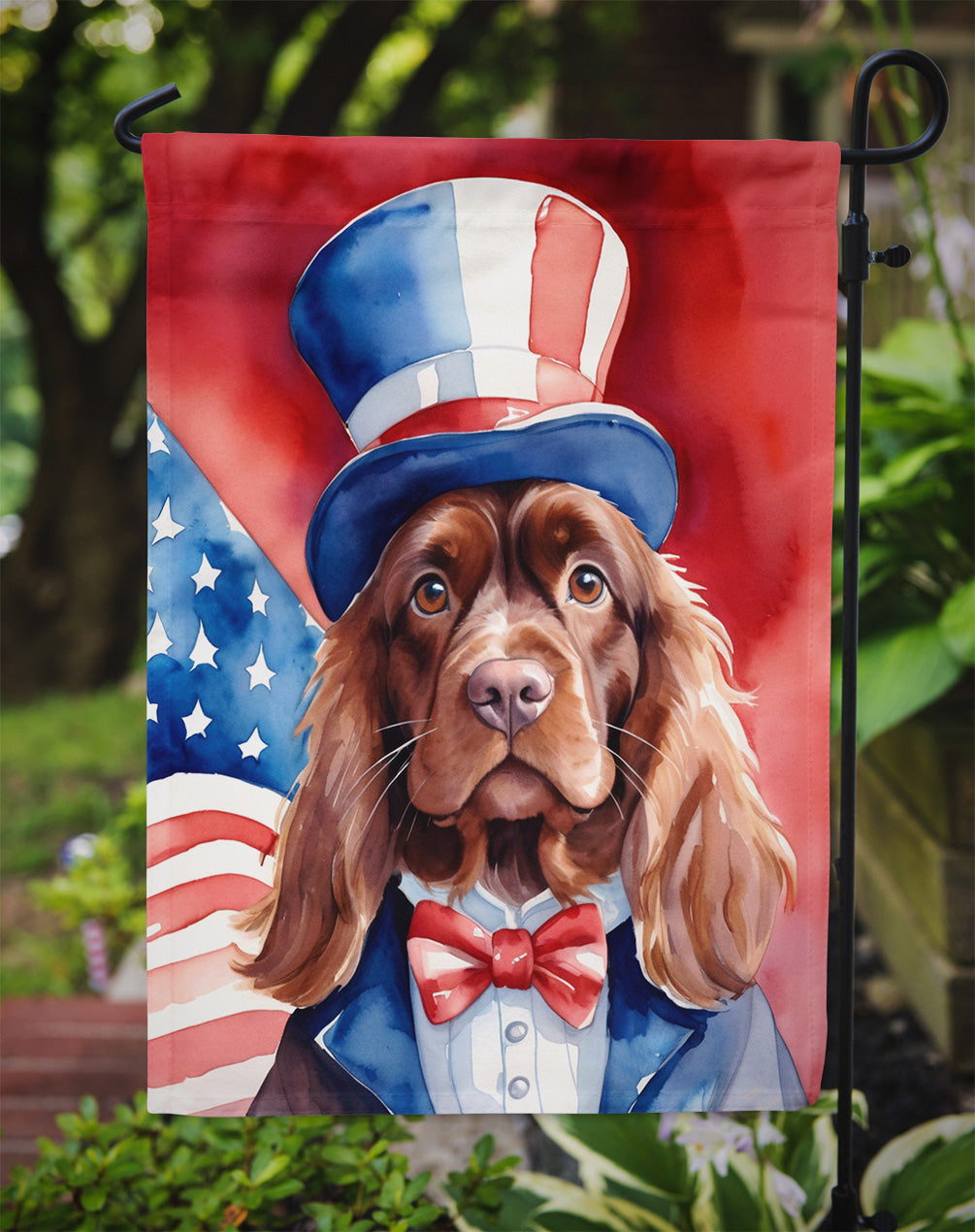 Sussex Spaniel Patriotic American Garden Flag