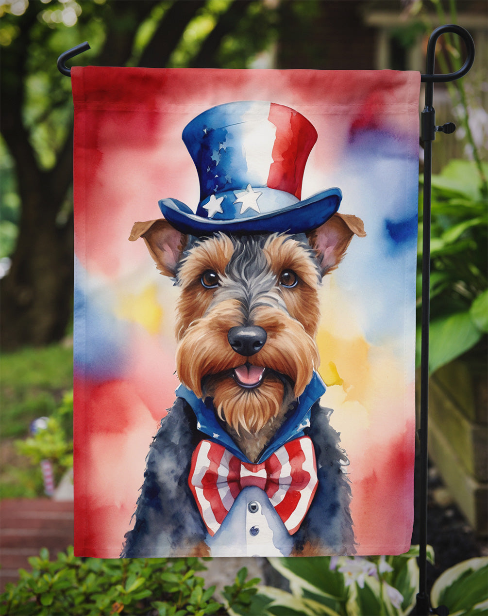 Welsh Terrier Patriotic American Garden Flag