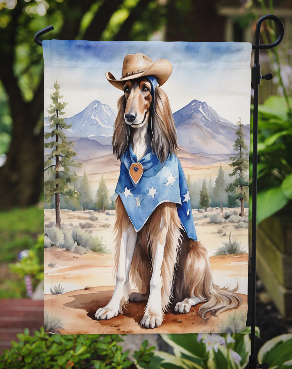 Afghan Hound Cowboy Welcome Garden Flag