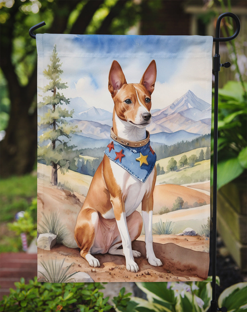 Basenji Cowboy Welcome Garden Flag