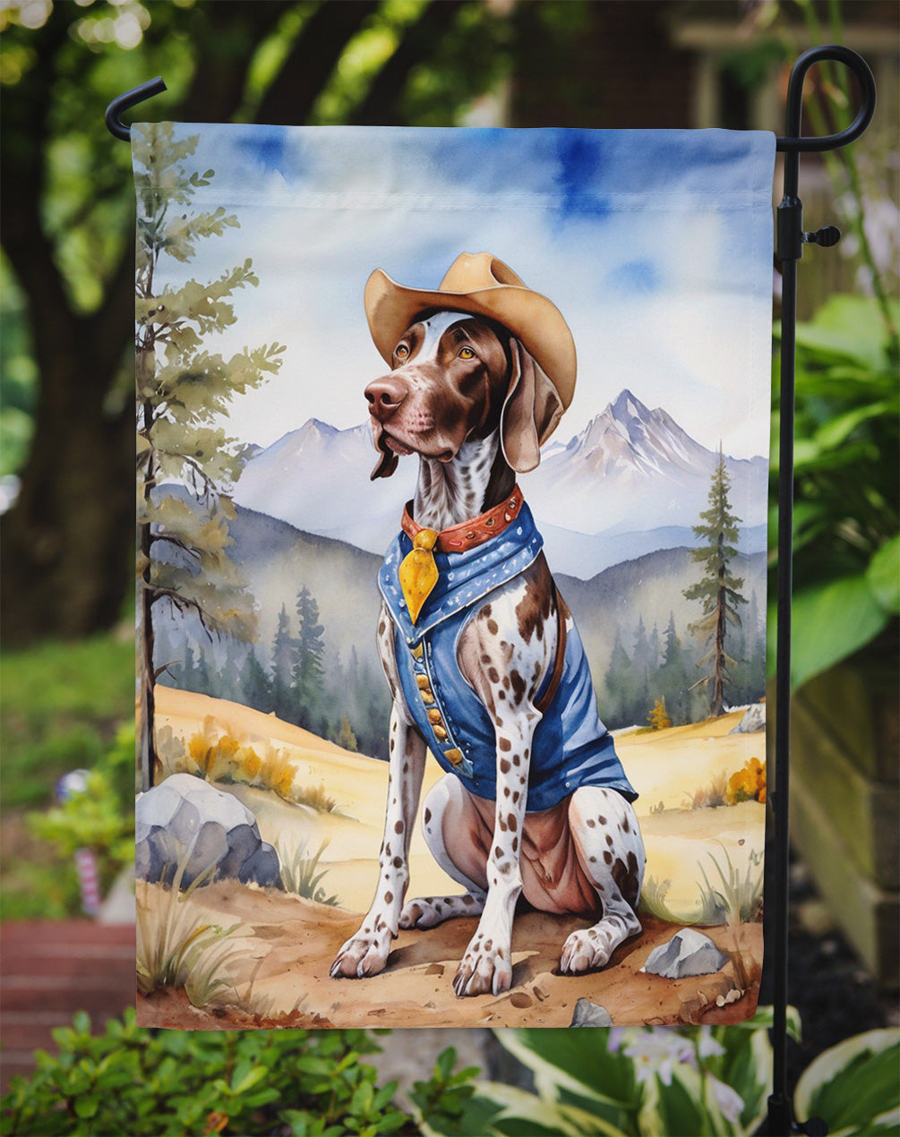 German Shorthaired Pointer Cowboy Welcome Garden Flag