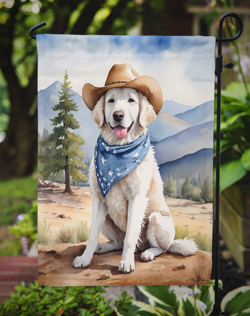 Kuvasz Cowboy Welcome Garden Flag