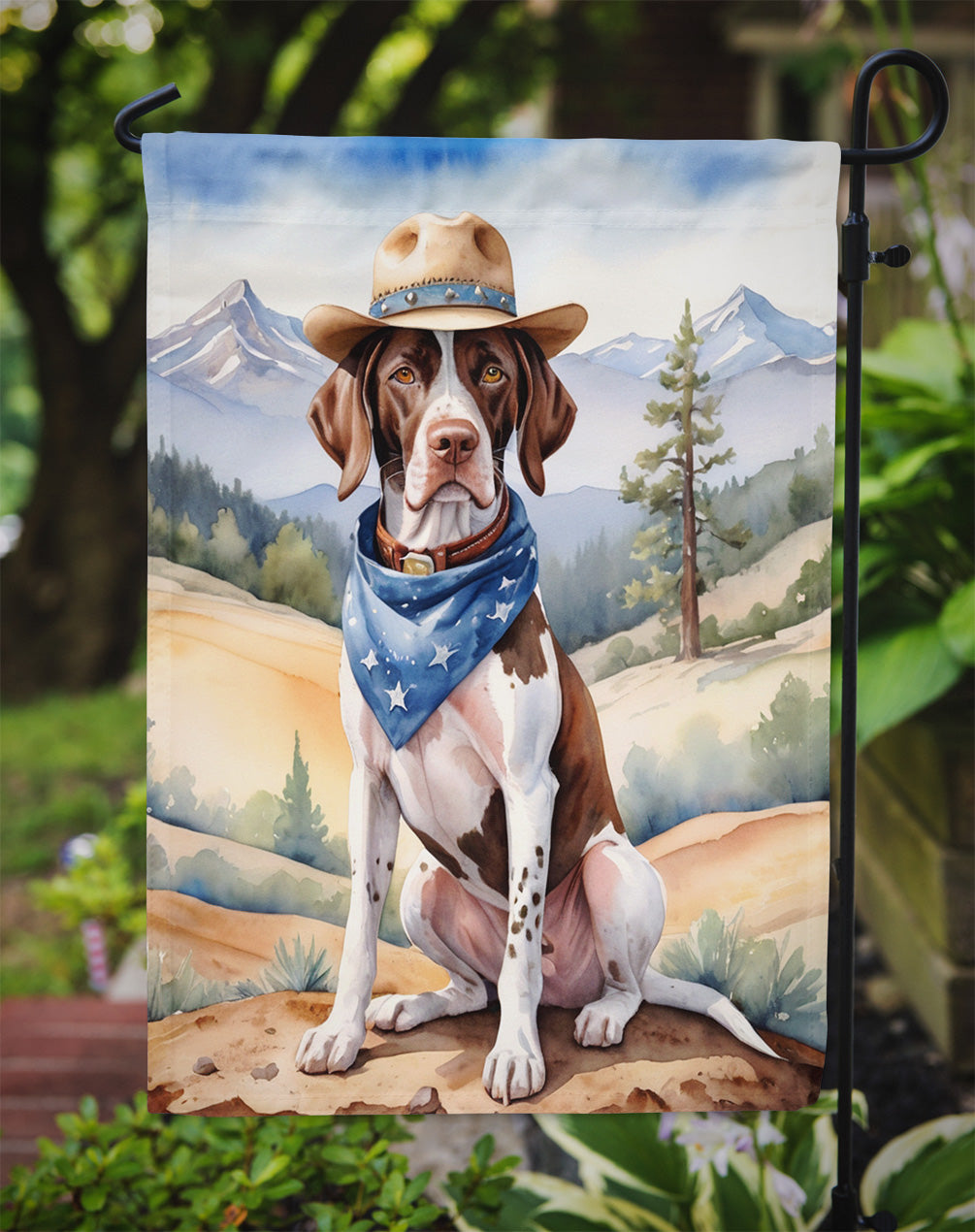 Pointer Cowboy Welcome Garden Flag