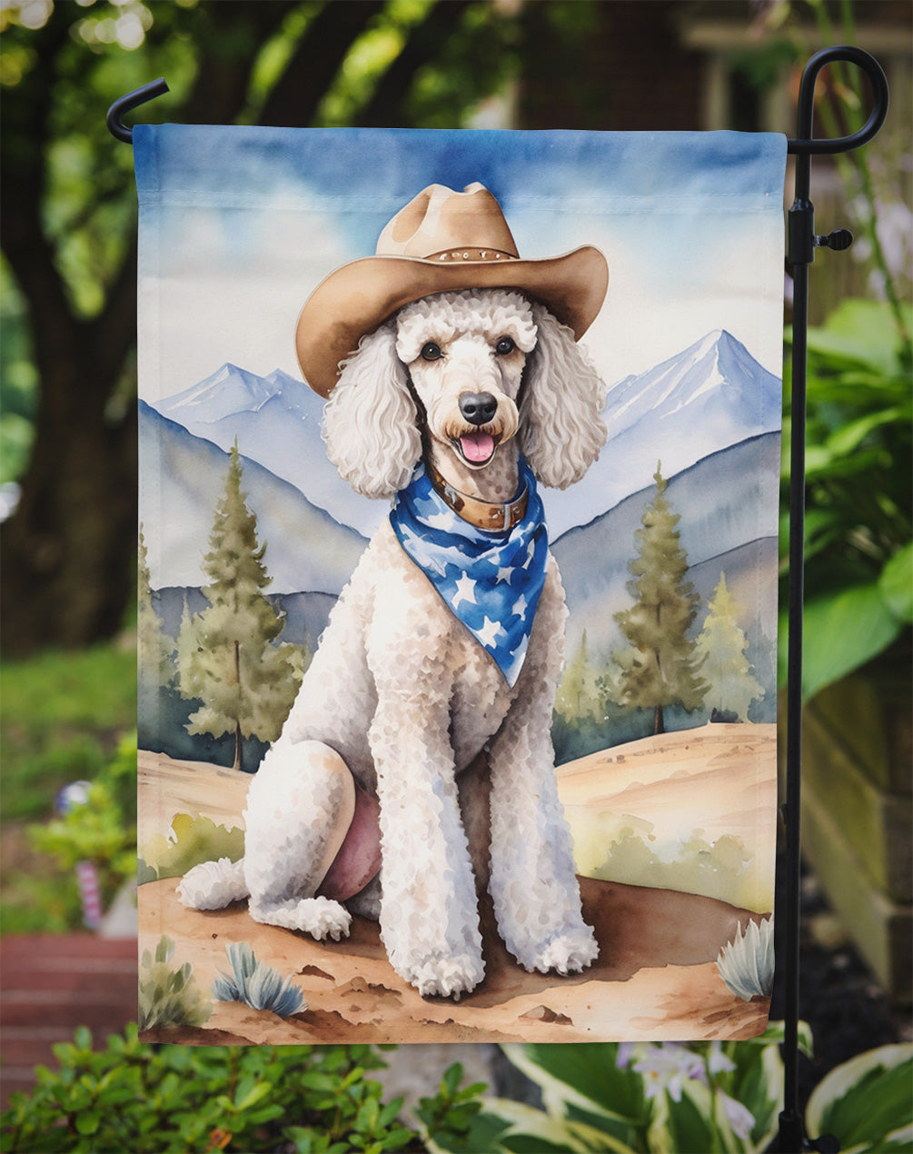 Poodle Cowboy Welcome Garden Flag