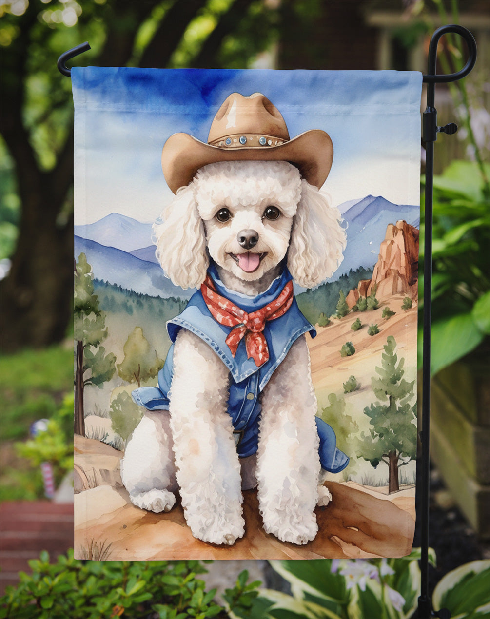 Poodle Cowboy Welcome Garden Flag