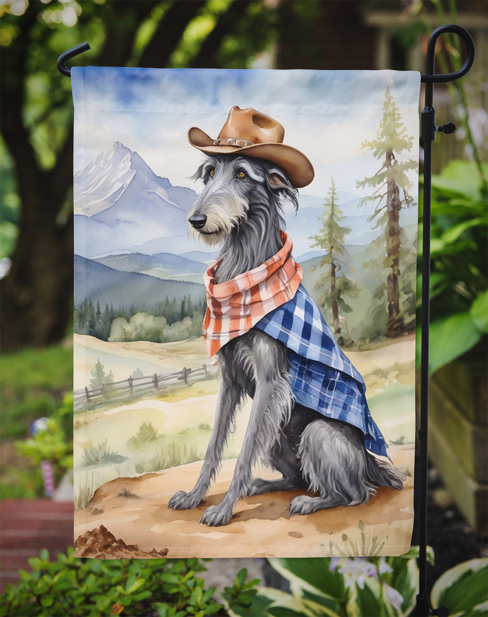 Scottish Deerhound Cowboy Welcome Garden Flag