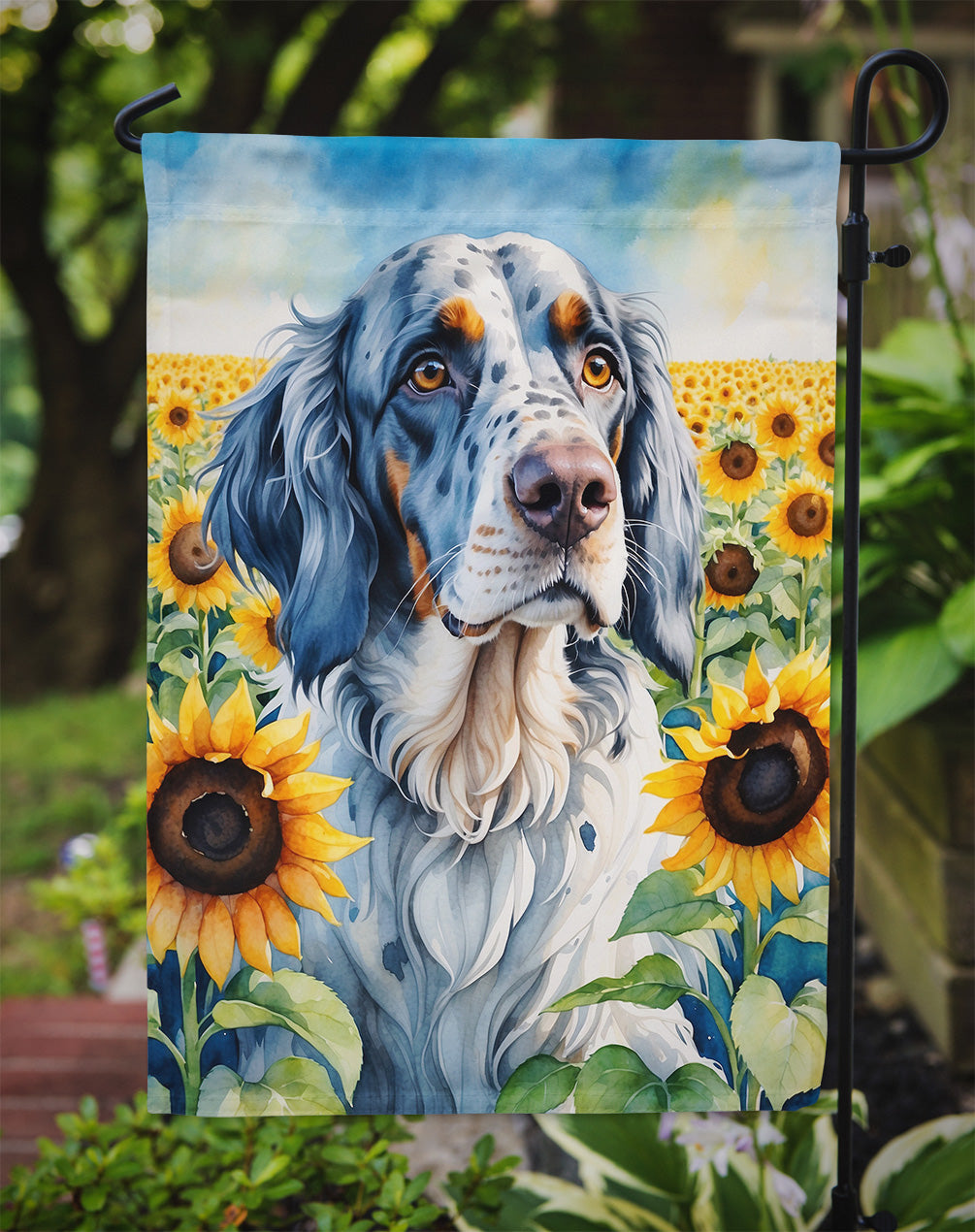 English Setter in Sunflowers Garden Flag