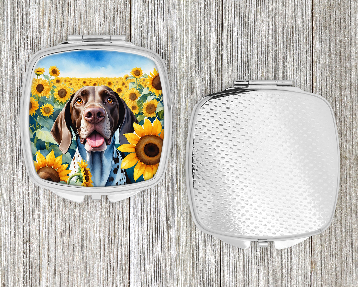 German Shorthaired Pointer in Sunflowers Compact Mirror