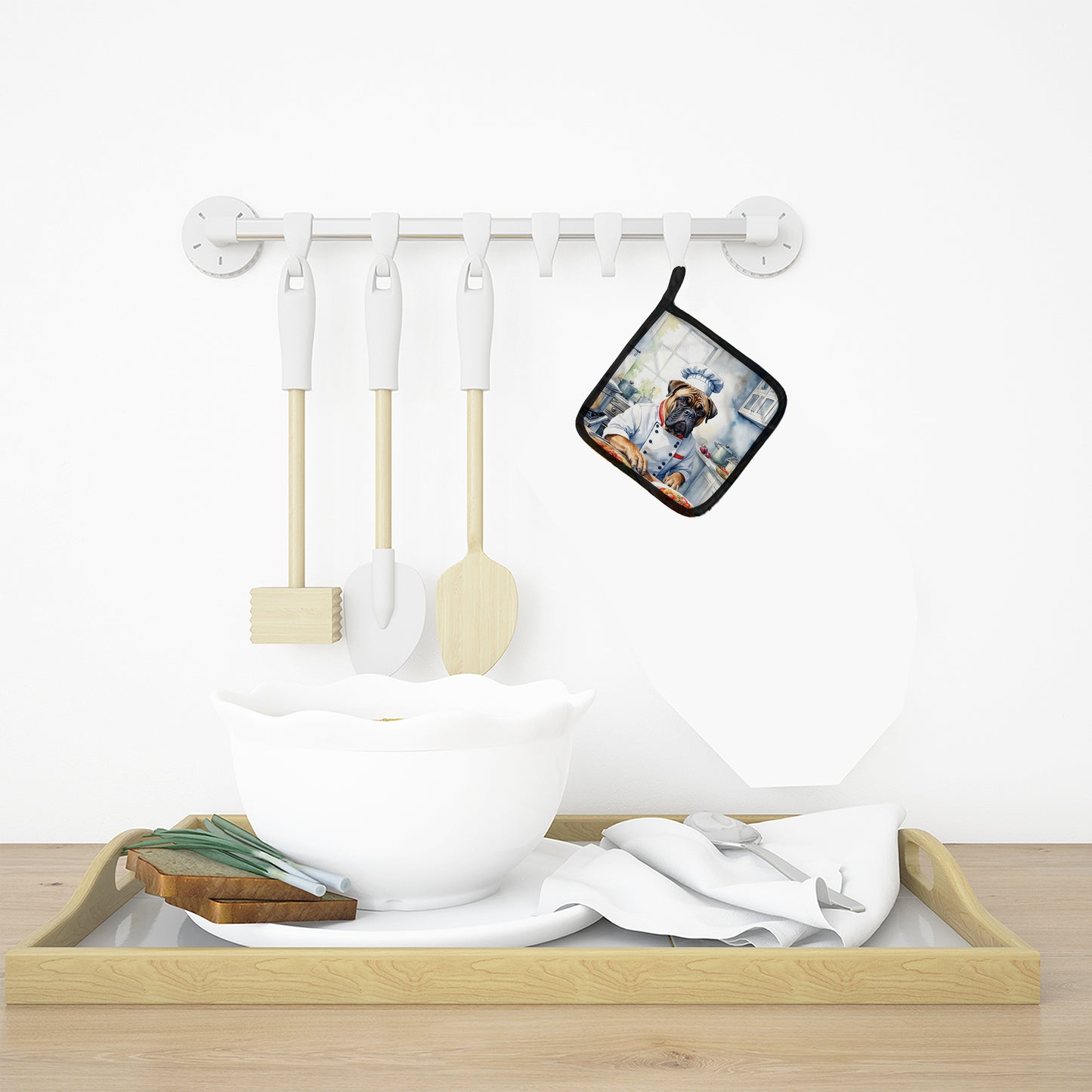 Bullmastiff The Chef Pair of Pot Holders