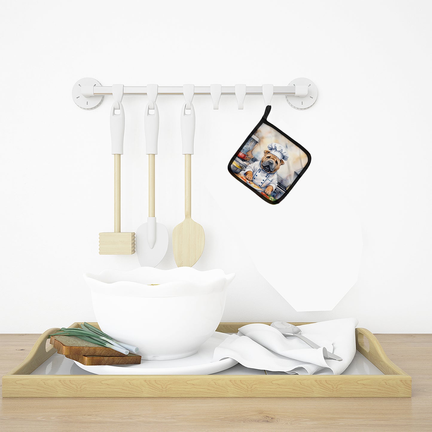 Shar Pei The Chef Pair of Pot Holders