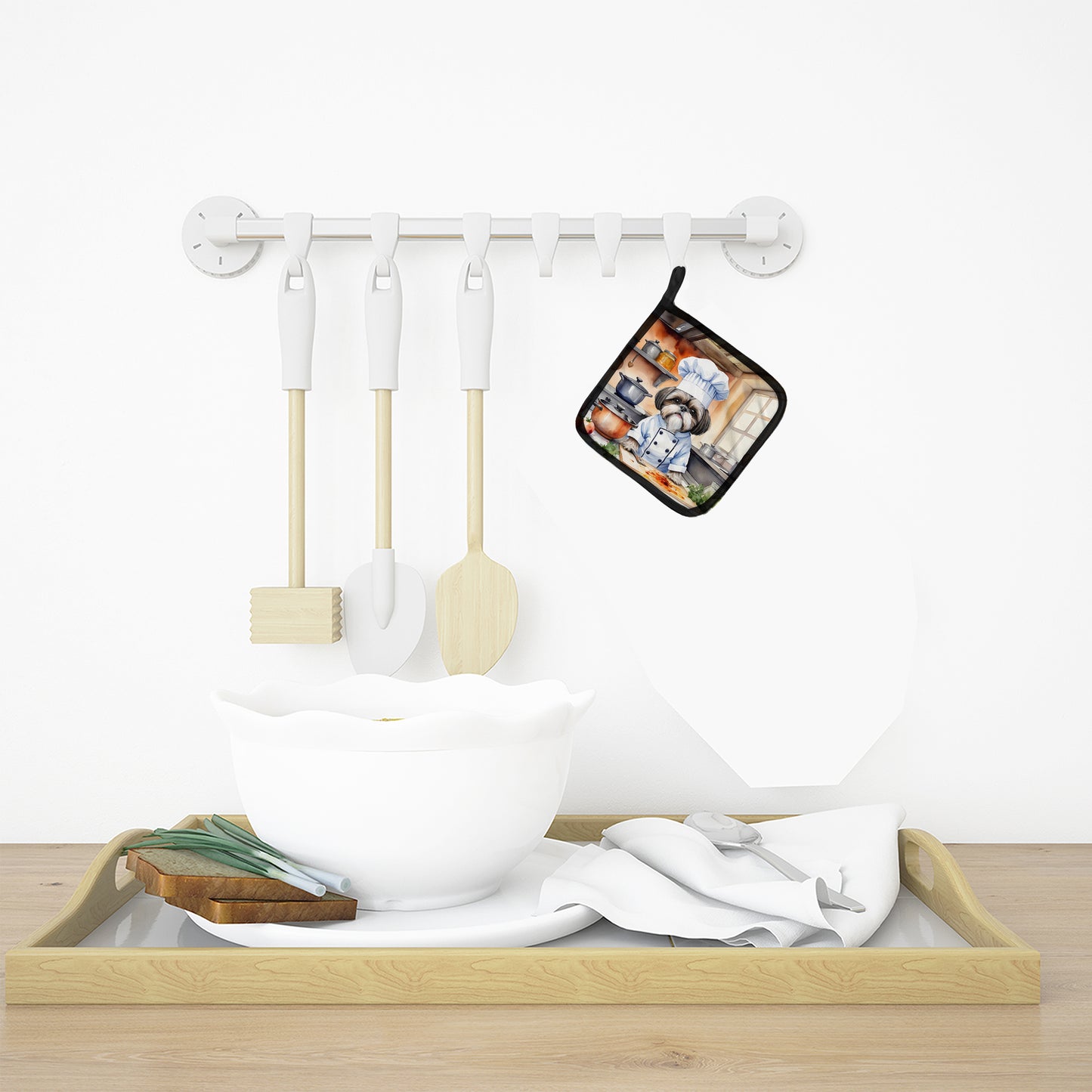 Shih Tzu The Chef Pair of Pot Holders