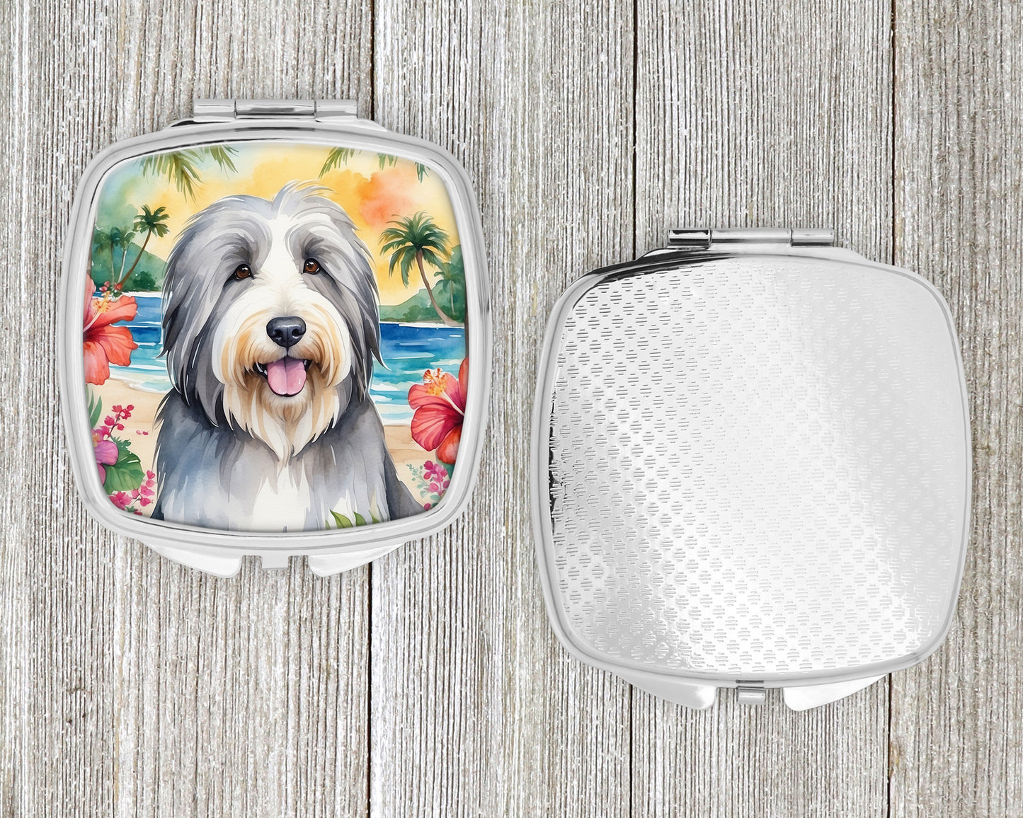 Bearded Collie Luau Compact Mirror