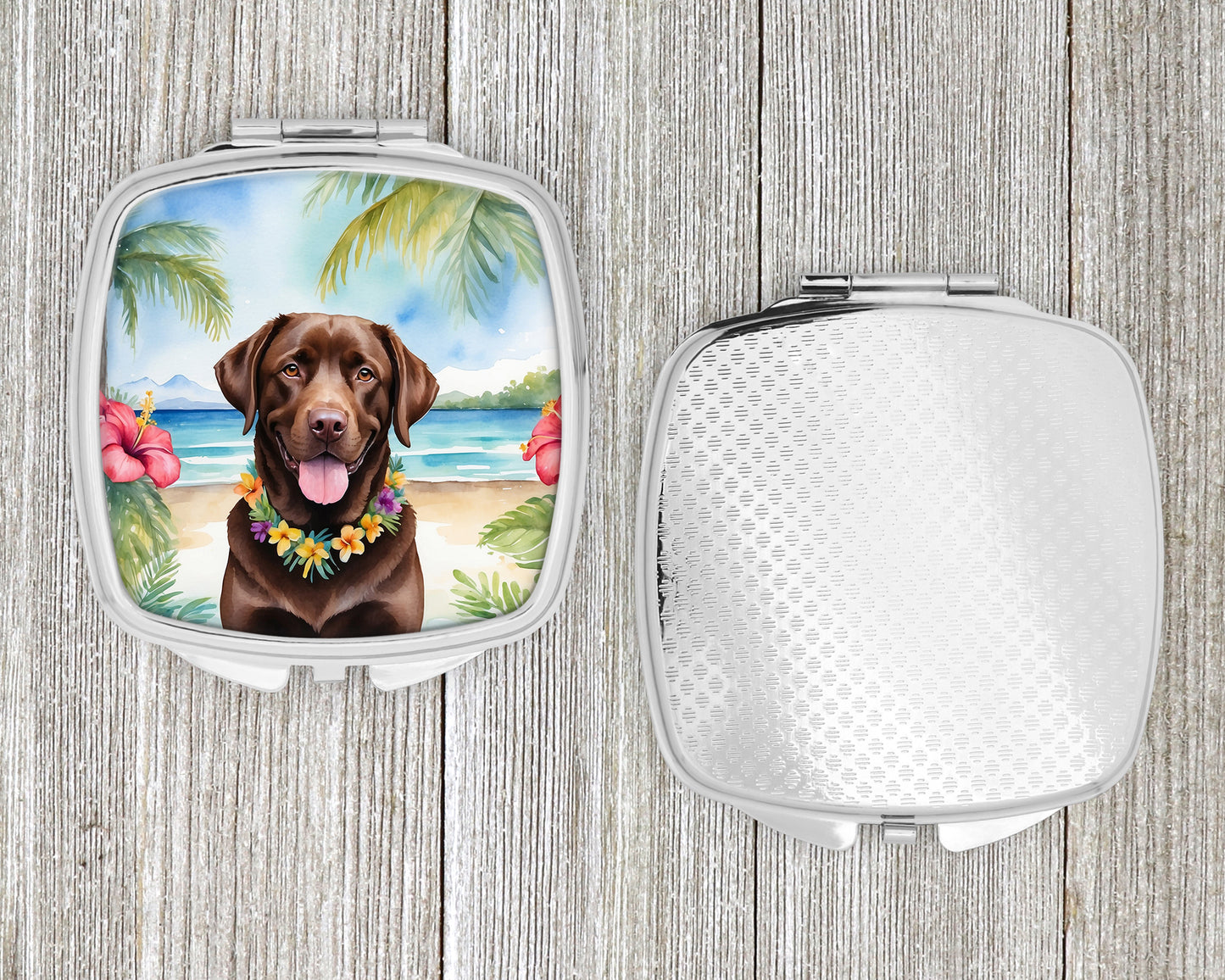 Chocolate Labrador Retriever Luau Compact Mirror