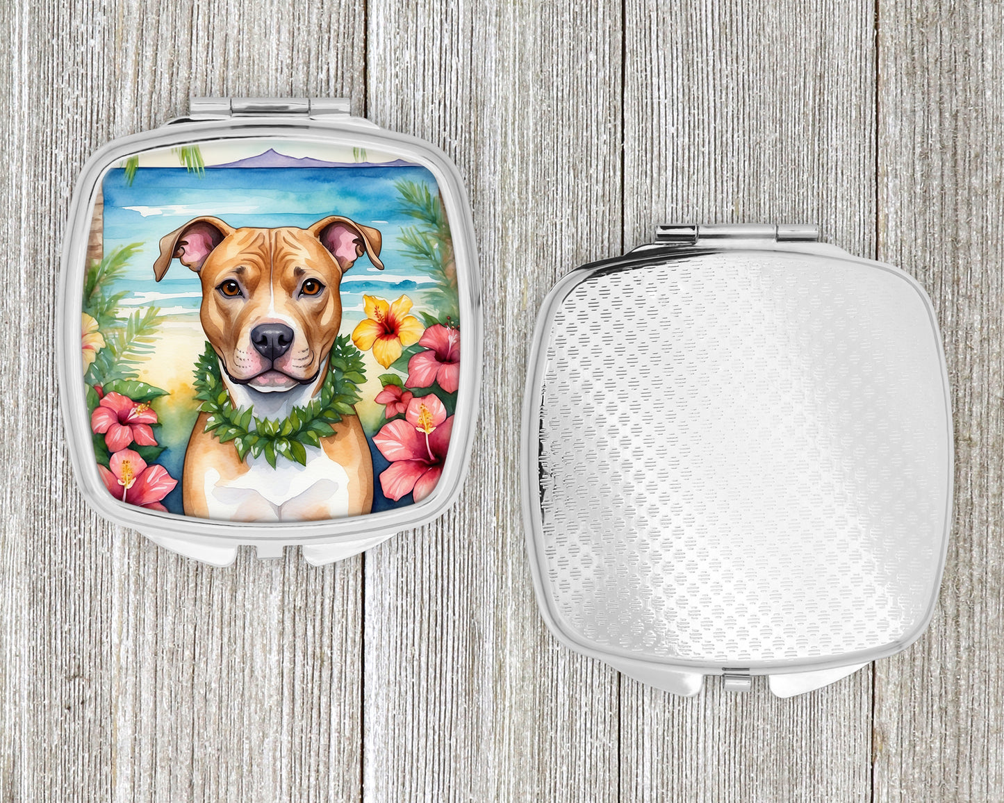Pit Bull Terrier Luau Compact Mirror