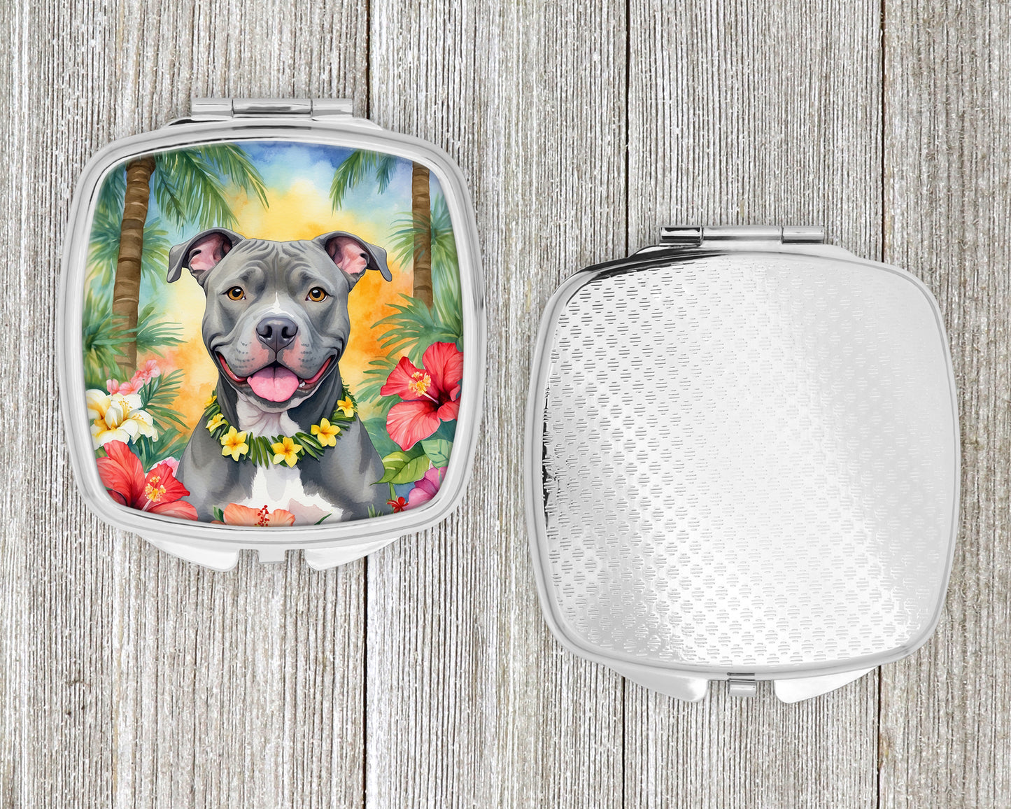 Pit Bull Terrier Luau Compact Mirror
