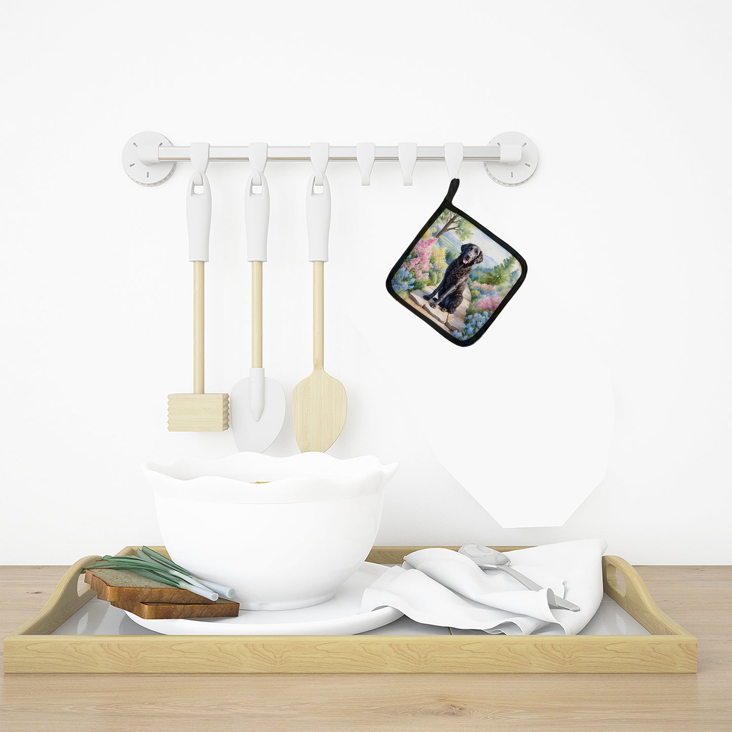 Curly-Coated Retriever Spring Path Pair of Pot Holders