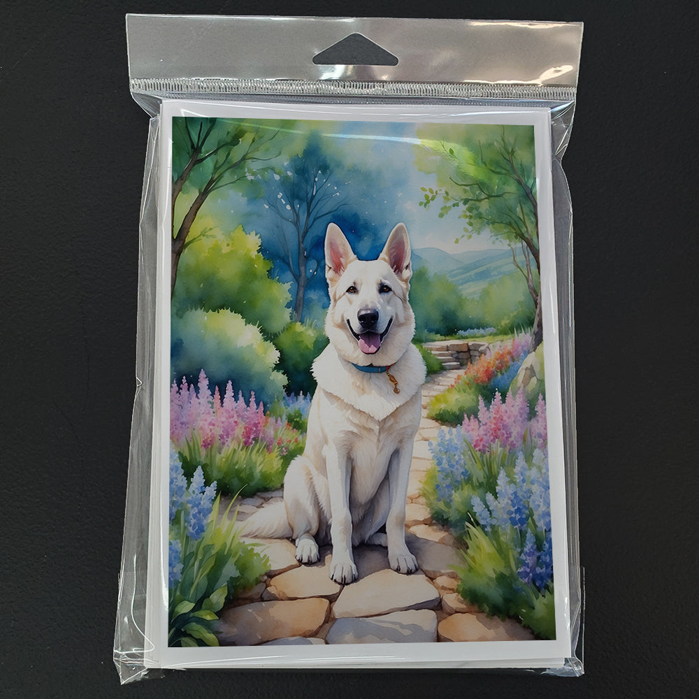 German Shepherd Spring Path Greeting Cards Pack of 8