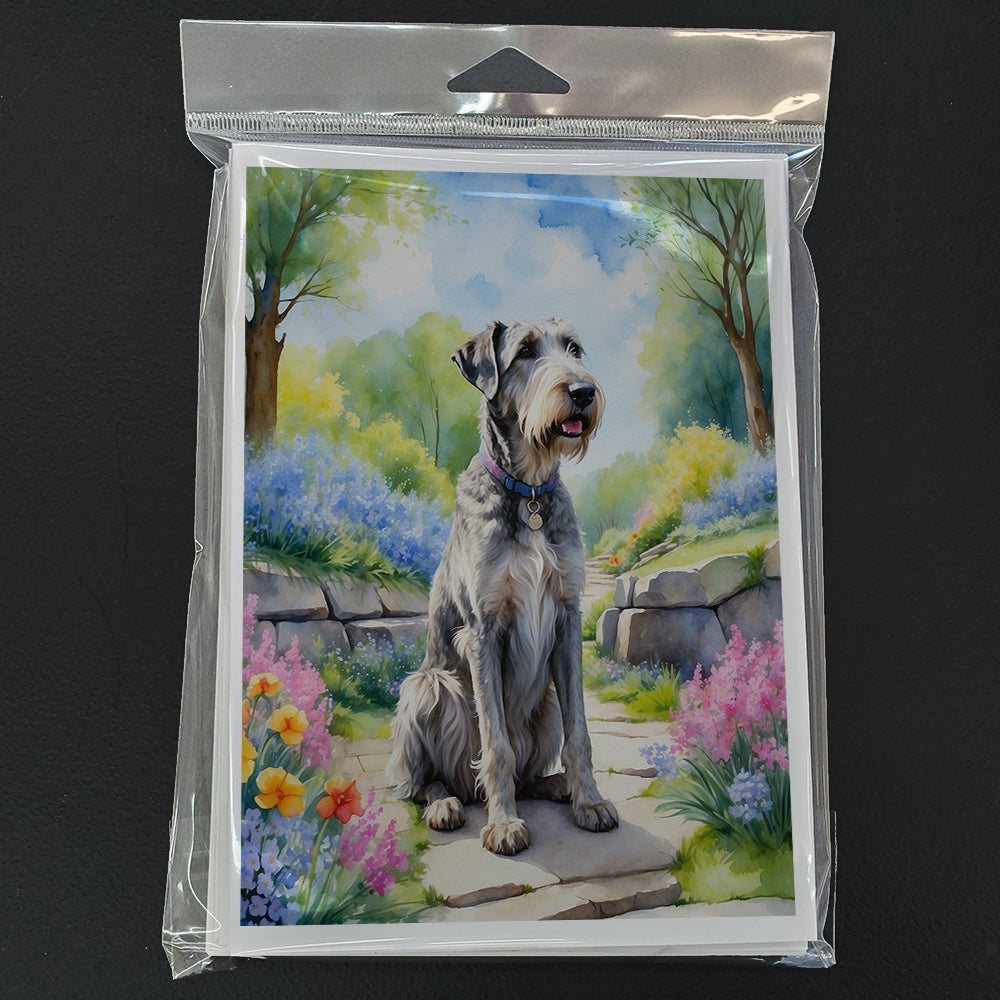 Irish Wolfhound Spring Path Greeting Cards Pack of 8