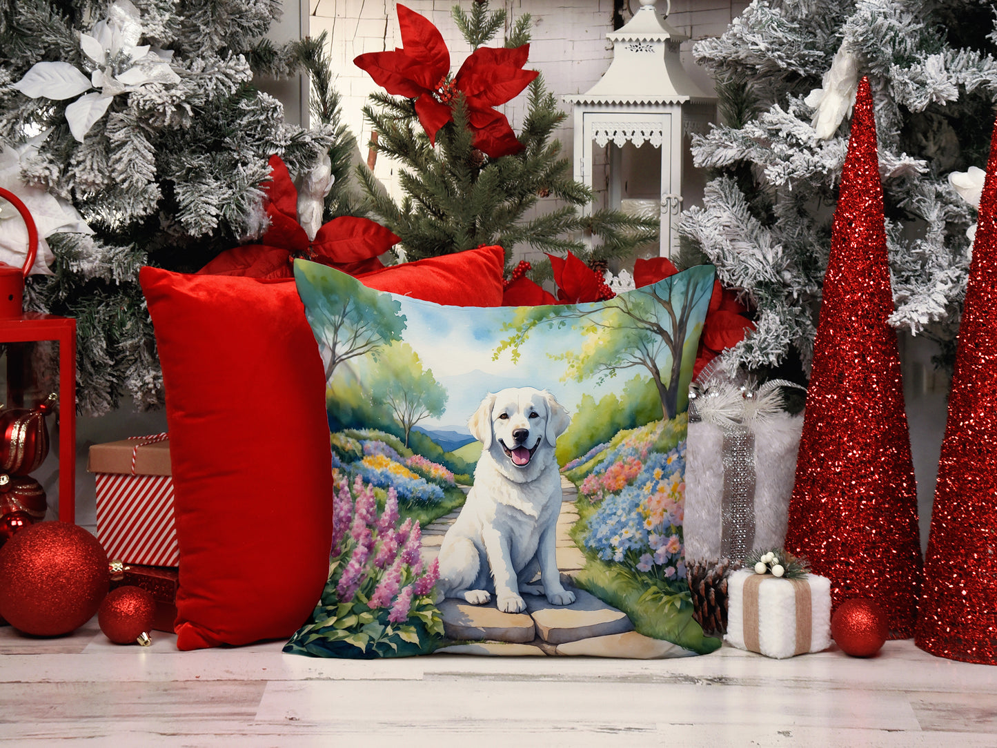 Kuvasz Spring Path Throw Pillow