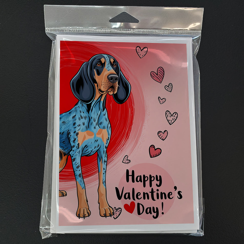 Bluetick Coonhound Happy Valentine's Day Greeting Cards Pack of 8