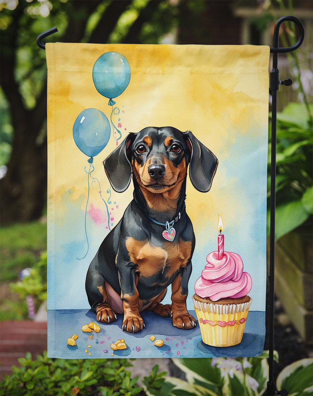 Dachshund Happy Birthday Garden Flag