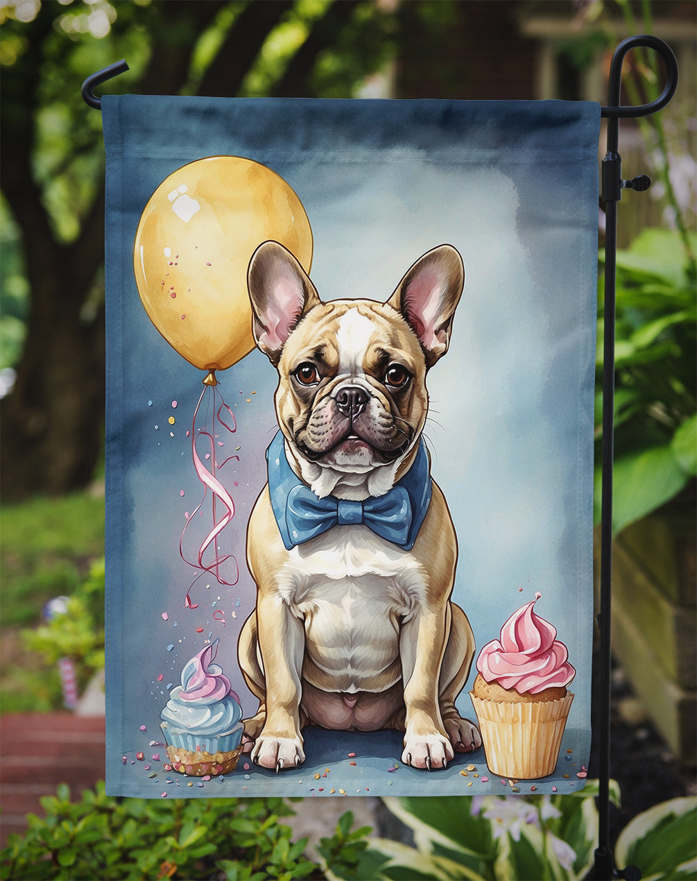French Bulldog Happy Birthday Garden Flag