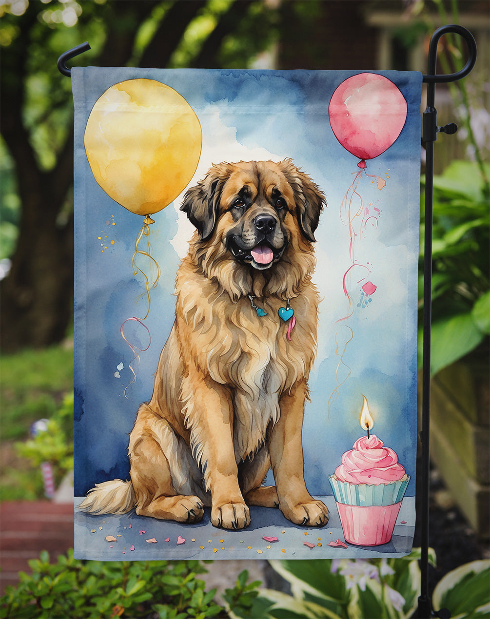 Leonberger Happy Birthday Garden Flag