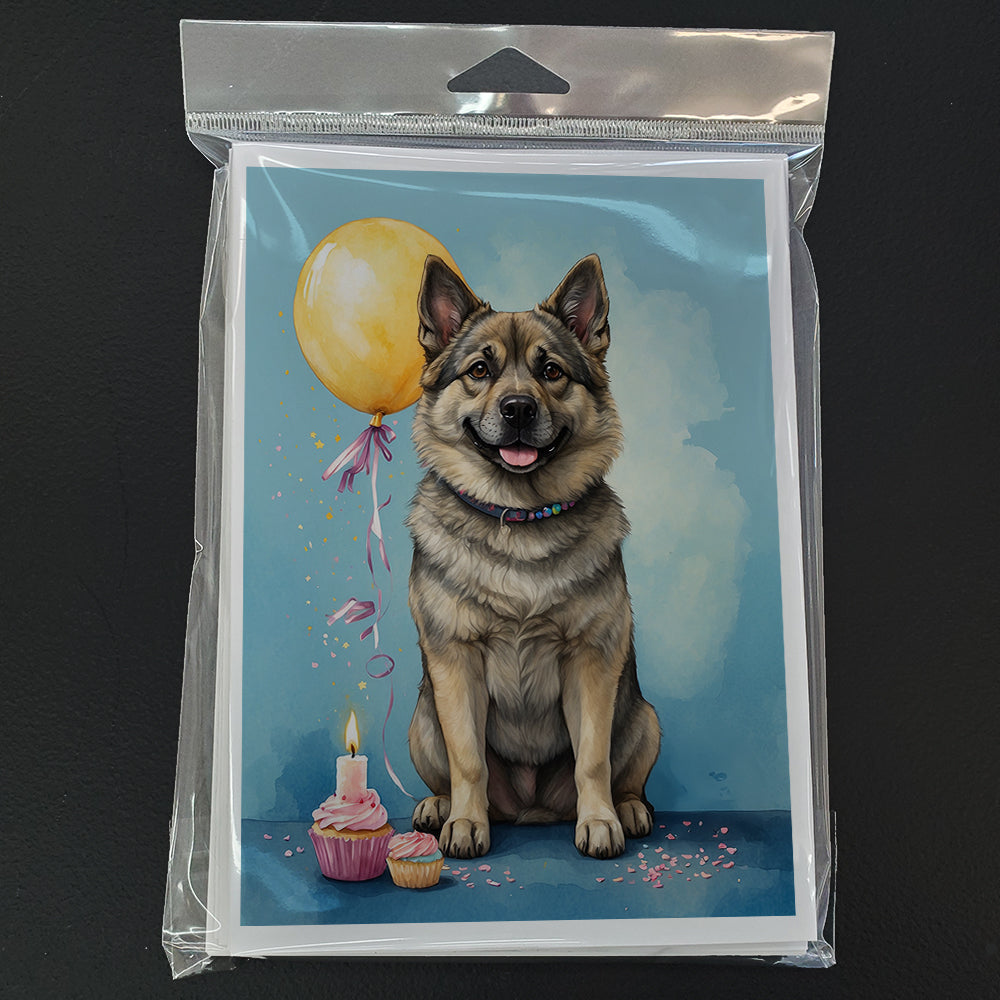Norwegian Elkhound Happy Birthday Greeting Cards Pack of 8