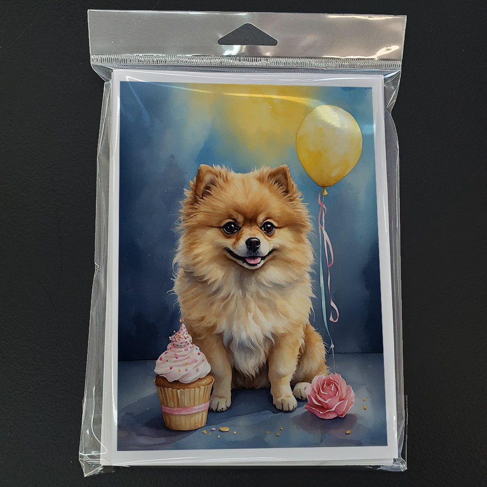Pomeranian Happy Birthday Greeting Cards Pack of 8