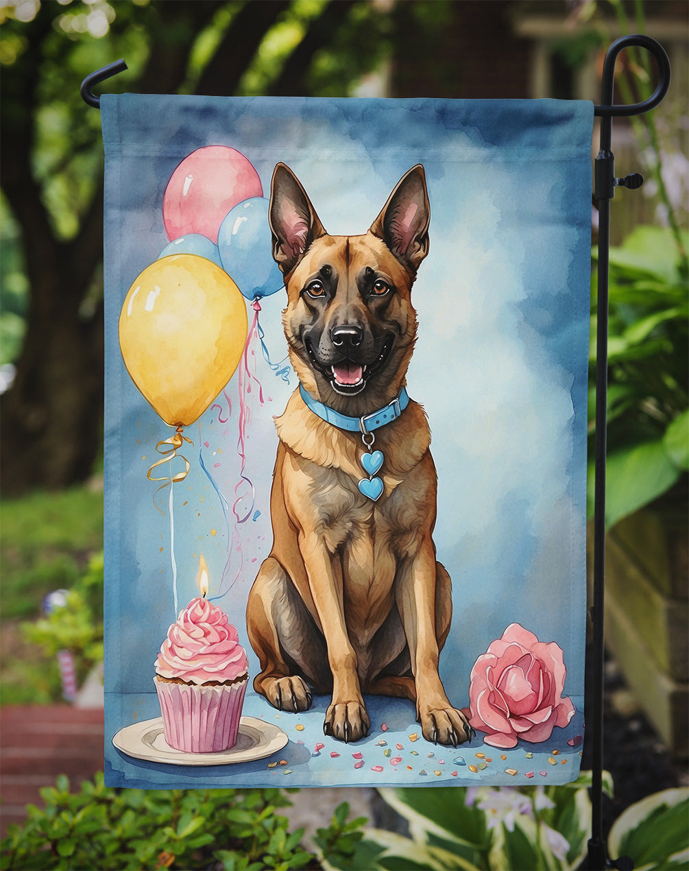 Belgian Malinois Happy Birthday Garden Flag