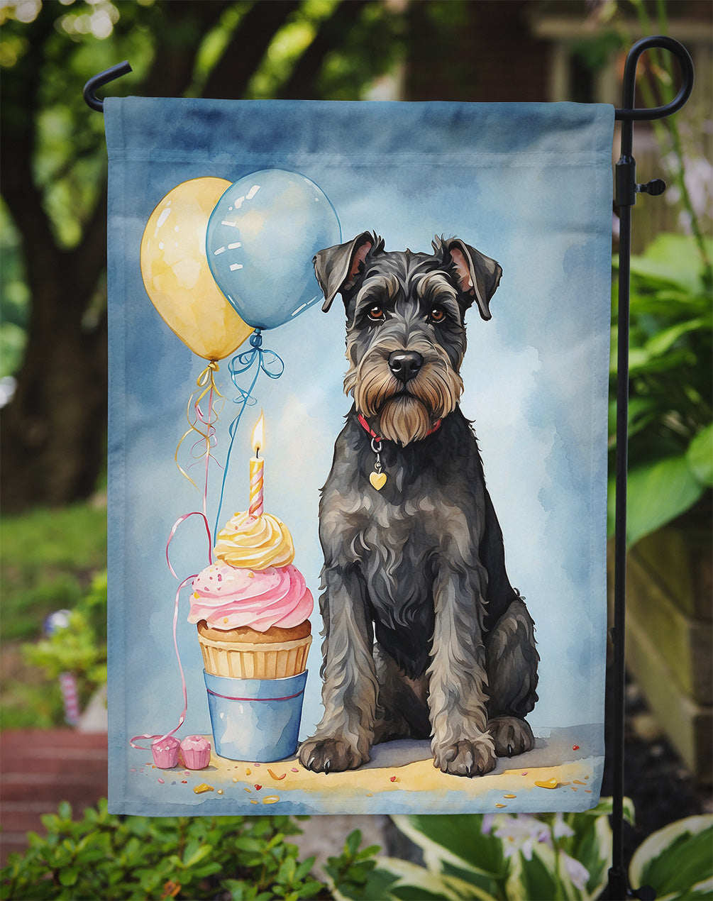 Schnauzer Happy Birthday Garden Flag