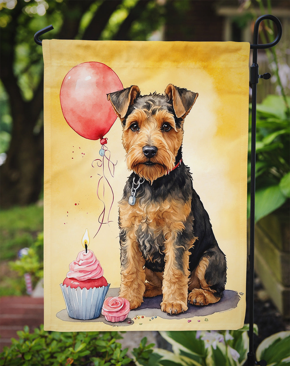 Welsh Terrier Happy Birthday Garden Flag