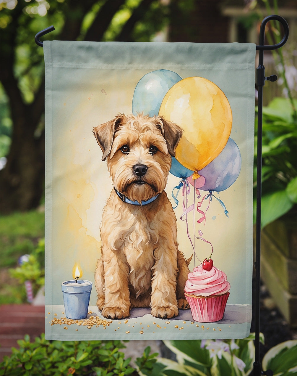 Wheaten Terrier Happy Birthday Garden Flag