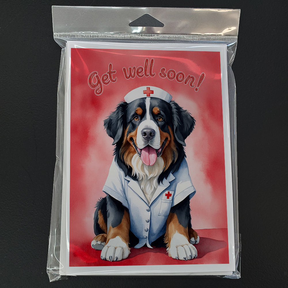 Bernese Mountain Dog Get Well Soon Greeting Cards Pack of 8