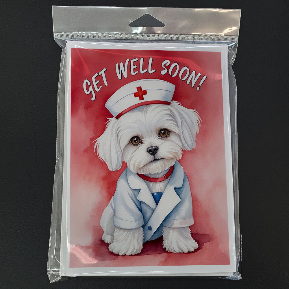 Maltese Get Well Soon Greeting Cards Pack of 8