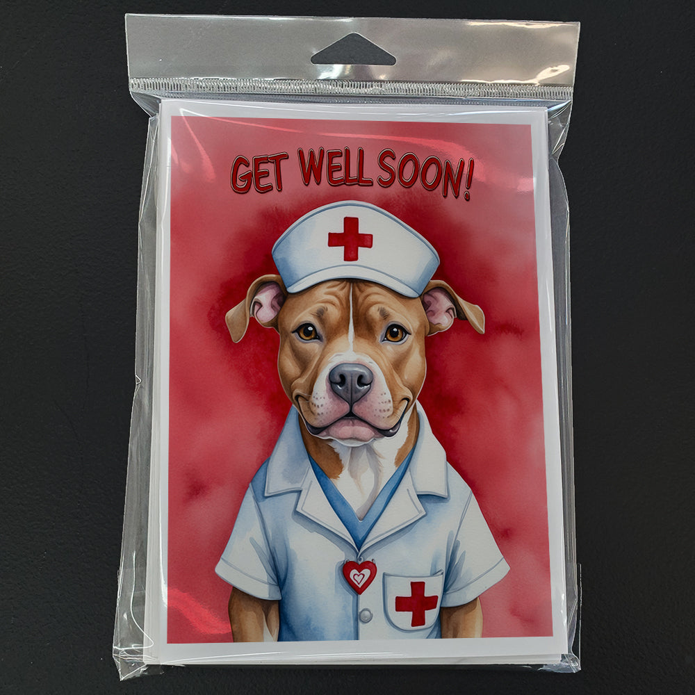 Pit Bull Terrier Get Well Soon Greeting Cards Pack of 8