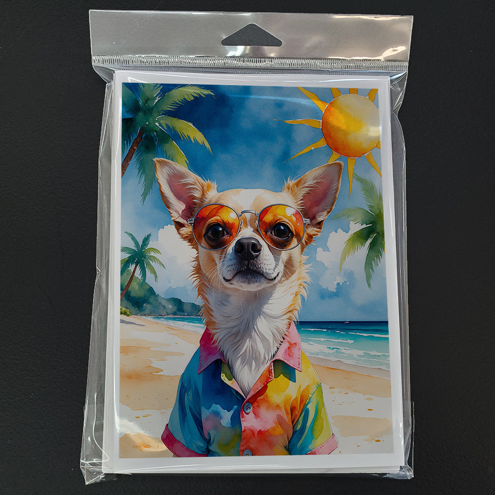 Chihuahua Summer Beach Time Greeting Cards Pack of 8