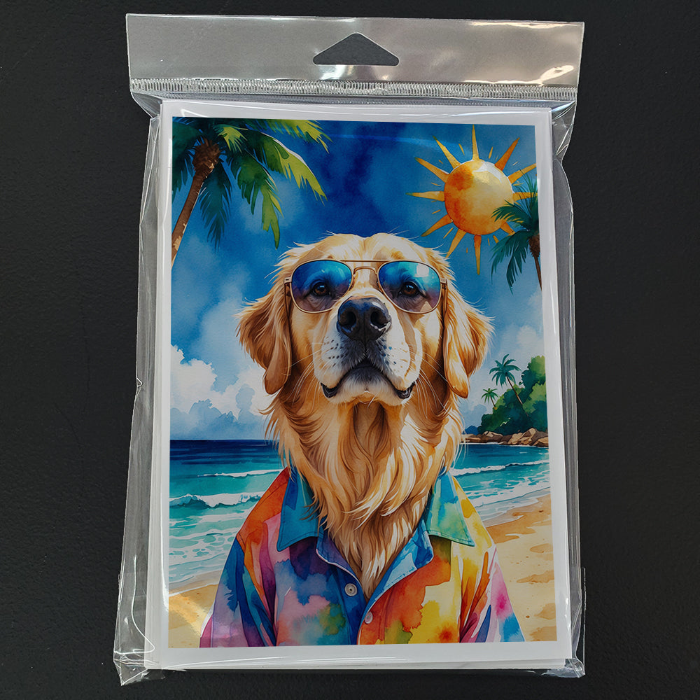 Golden Retriever Summer Beach Time Greeting Cards Pack of 8