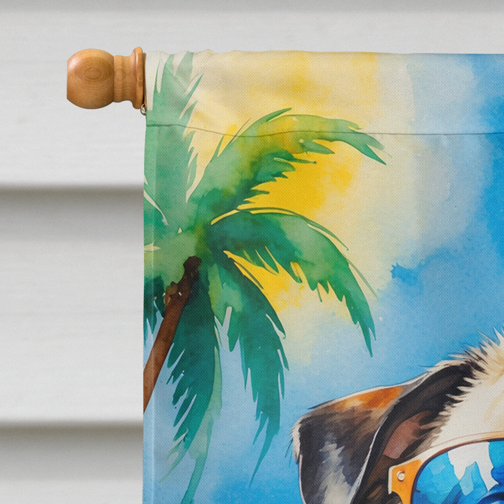 Pug Summer Beach Time House Flag